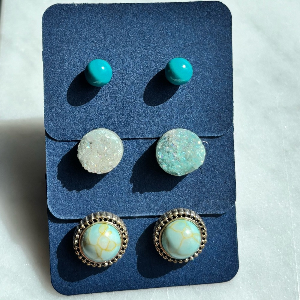 Women’s 3 Pair Turquoise Earrings
